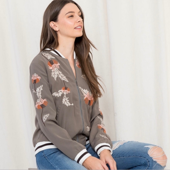 Dusty Olive Embroidered Varsity Scholar Preppy Jacket - Picture 2 of 10